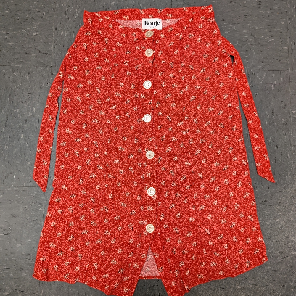Rouje Scarlet Floral Skirt with White Buttons